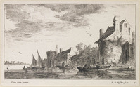 KG 05178
<br/>
Twee ronde torens aan een rivier
<br/>
<em>Visscher, Jan de (ca. 1636-na 1692)</em>